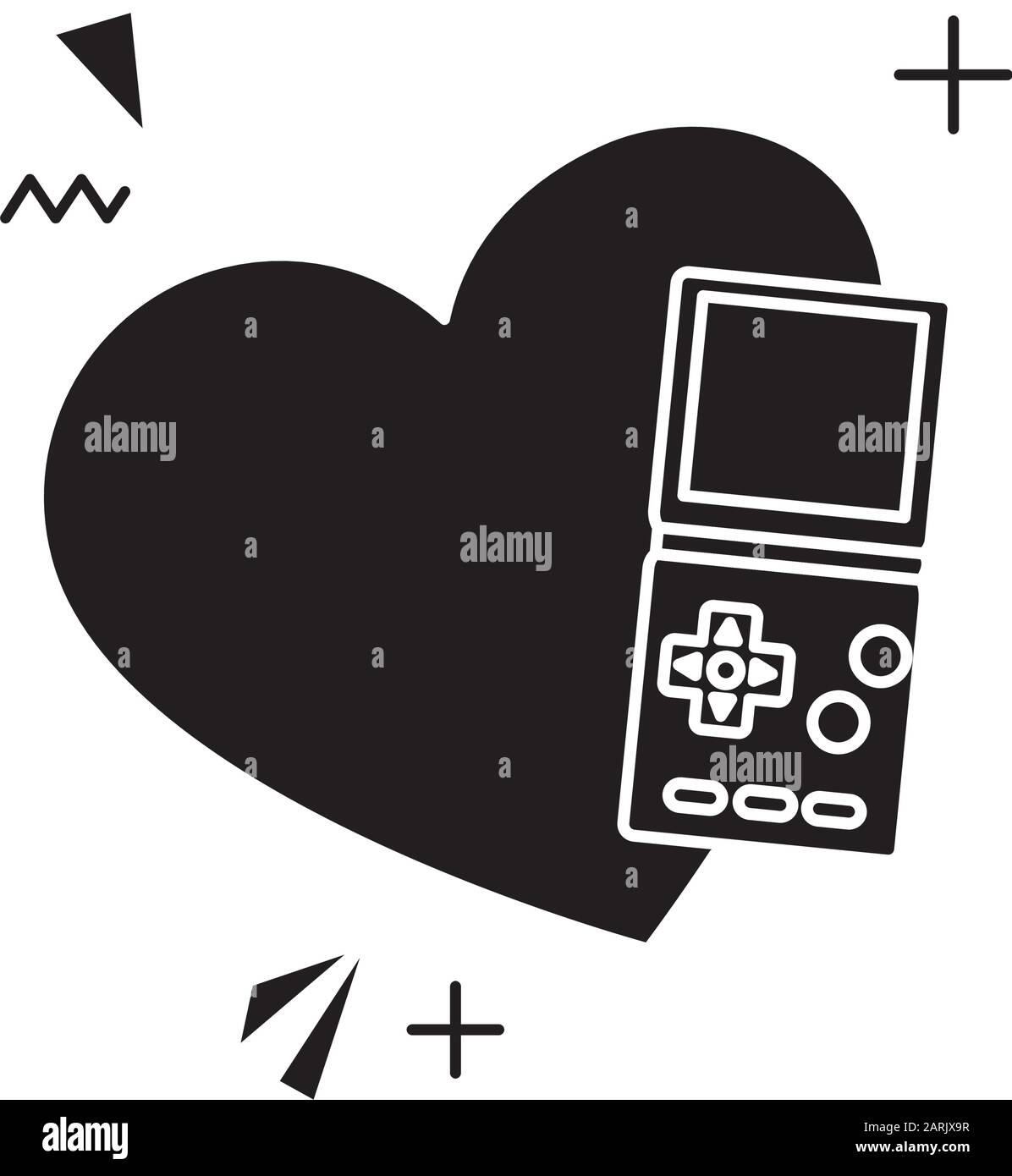 Il video gioco degli anni novanta maniglia stile icona isolato Illustrazione Vettoriale