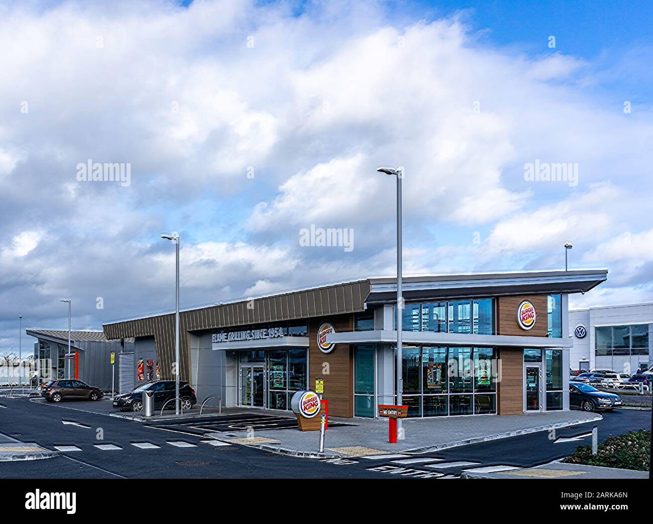 The Burger King Drive Thru a Liffey Valley a West Dublin. Foto Stock