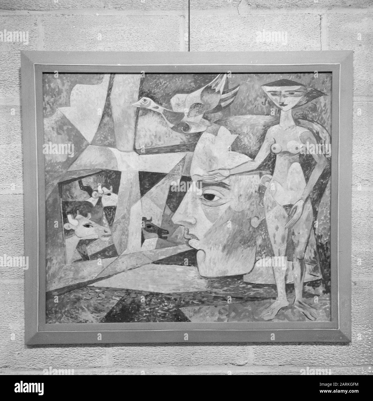 Mostra di 26 dipinti di Heinrich Campendonk in Galerie d'Eendt ad Amsterdam Uno dei dipinti esposti da Heinrich Campendonk Data: 15 Novembre 1965 luogo: Amsterdam, Noord-Holland Parole Chiave: Gallerie, pittori, pittura, mostre Foto Stock