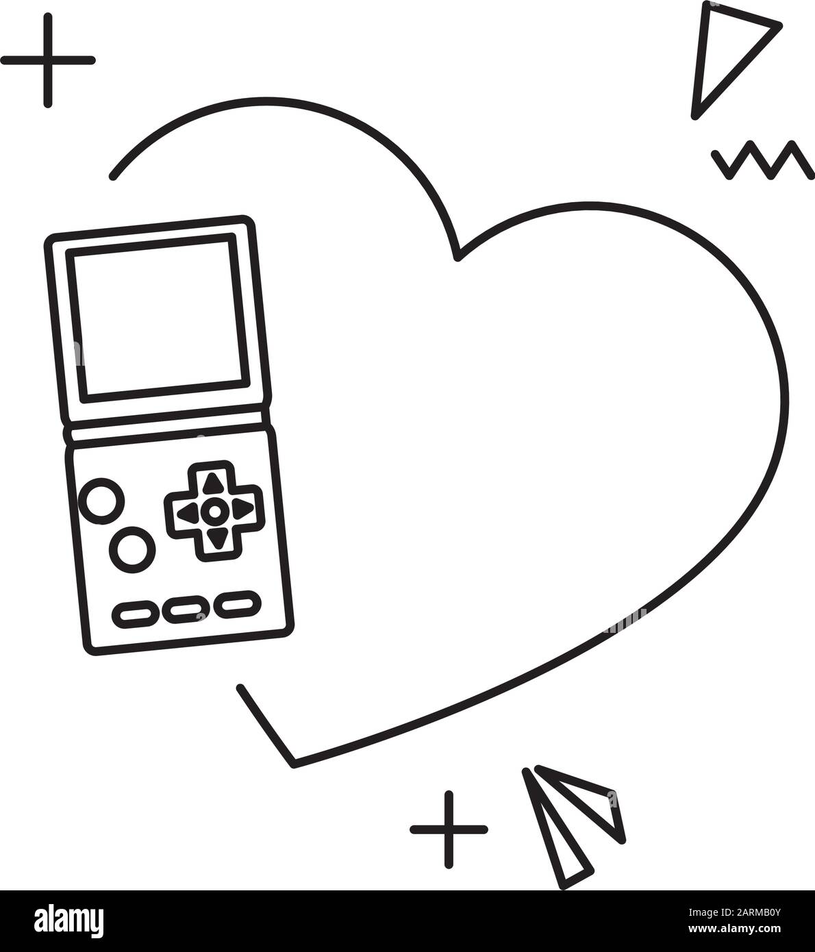 Il video gioco degli anni novanta maniglia stile icona isolato Illustrazione Vettoriale