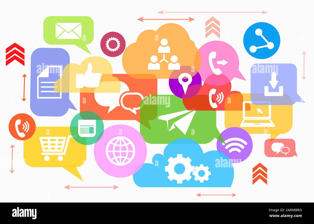 Set vettoriale di icone dei dispositivi mobili dei social media Illustrazione Vettoriale