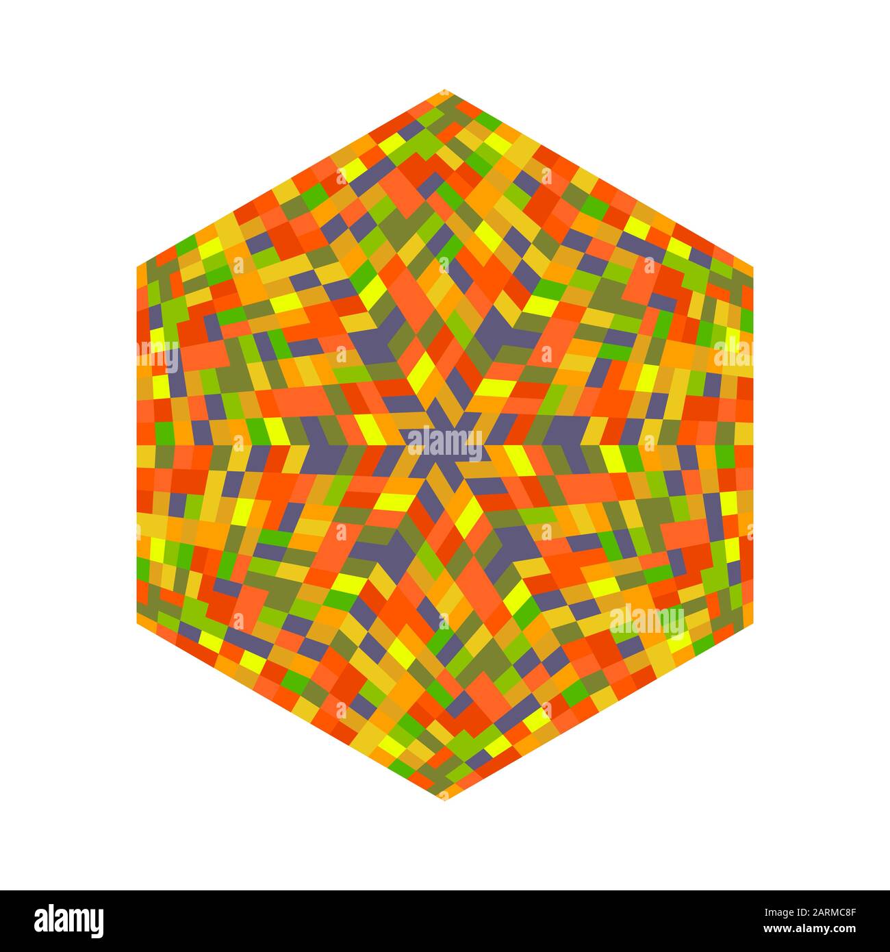 Mosaico rivestito di piastrelle ornamento poligono esagonale - geometrico colorato elemento vettoriale ornamentale su sfondo bianco Illustrazione Vettoriale