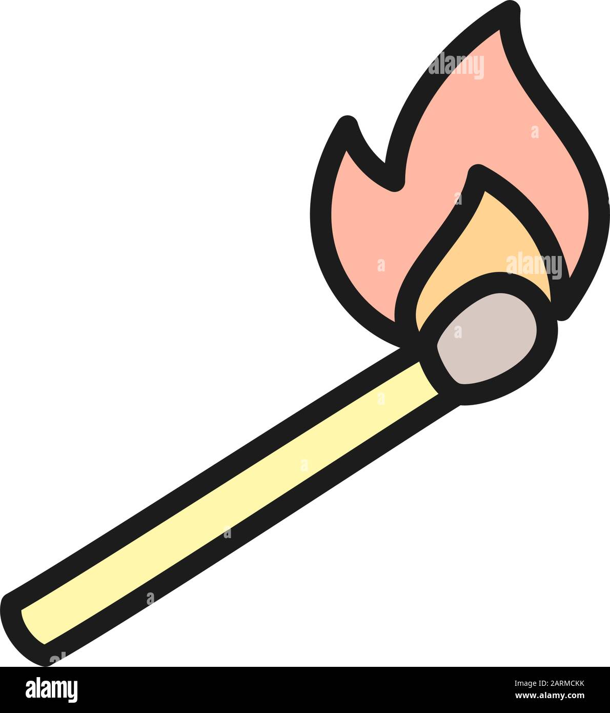 Icona della linea di colore piatta della fiammatura bruciante. Illustrazione Vettoriale
