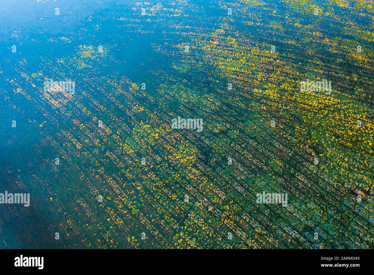 astrazione, lago, acqua su due lati della strada Foto Stock