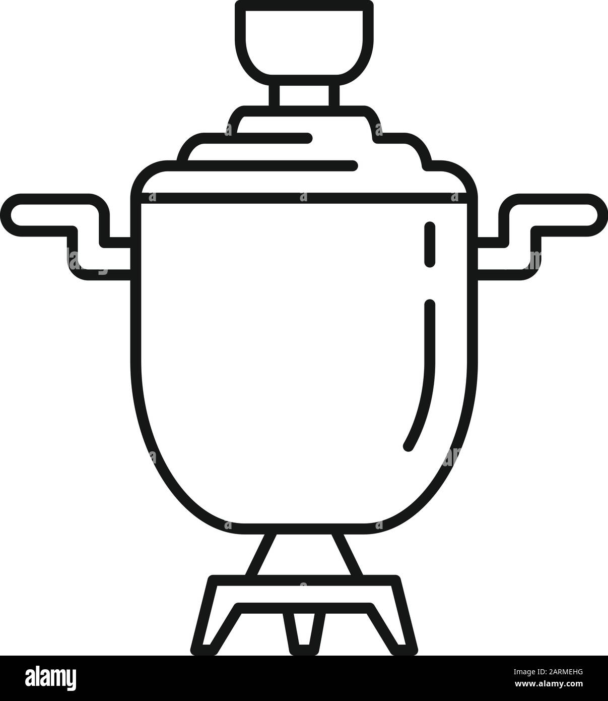 Icona del samovar metallico. Profilo samovar metallo icona vettore per web design isolato su sfondo bianco Illustrazione Vettoriale