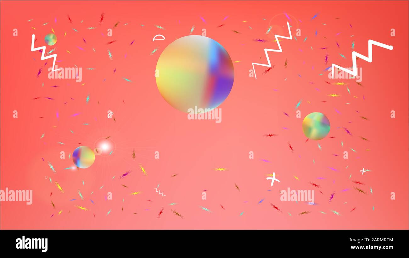 Spazio pulito fantasia. Trama di sfondo, grafica. Fantasia utile di illustrazione colorifica. Corallo colorato. Super pianeti sfondo a tema. bac colorato Illustrazione Vettoriale