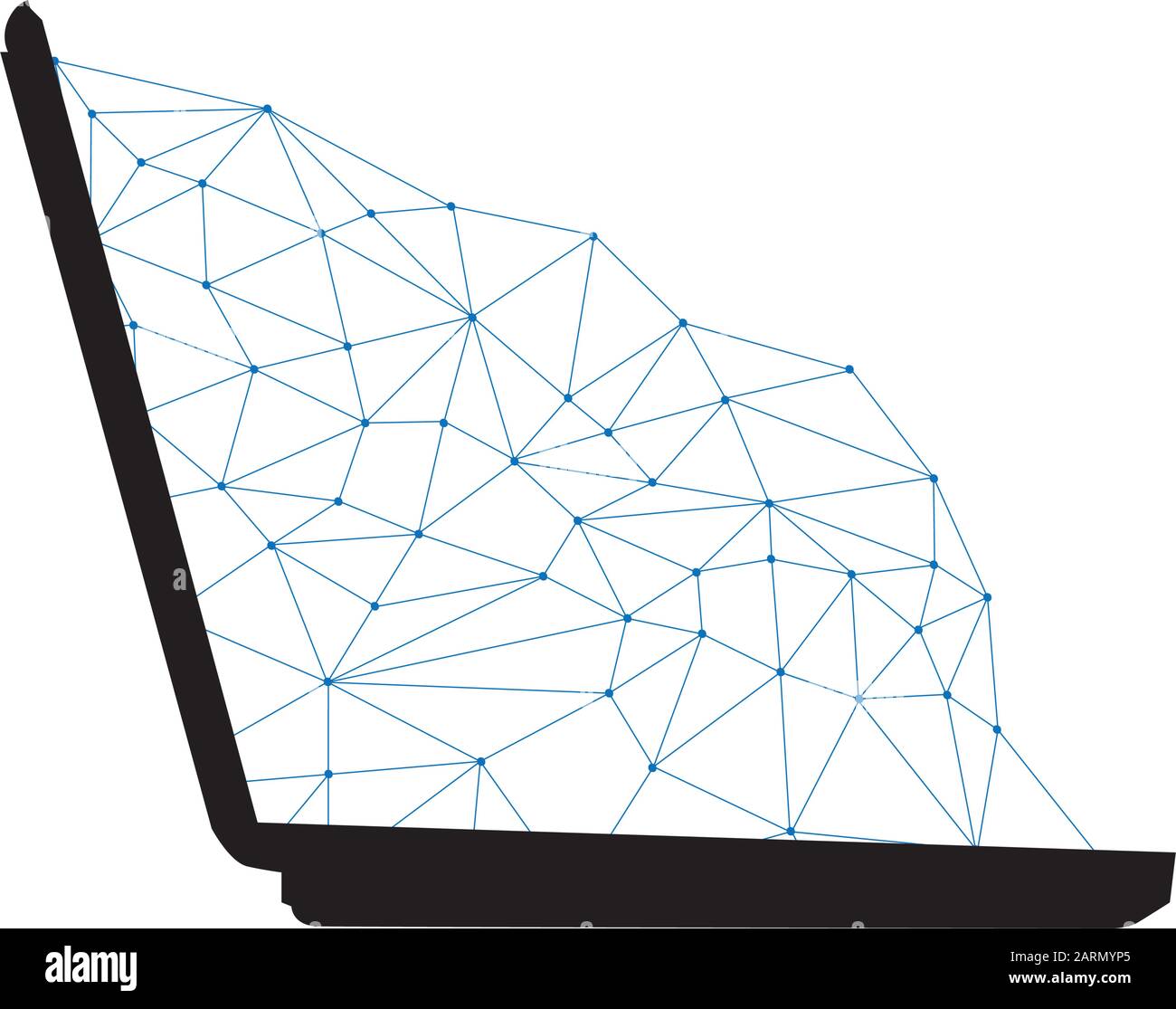 laptop e linee di mesh blu Illustrazione Vettoriale