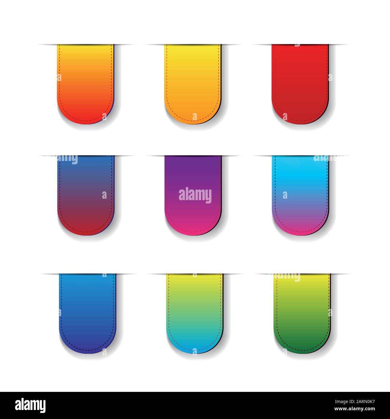 Set di etichette nastro vuote colorate Illustrazione Vettoriale