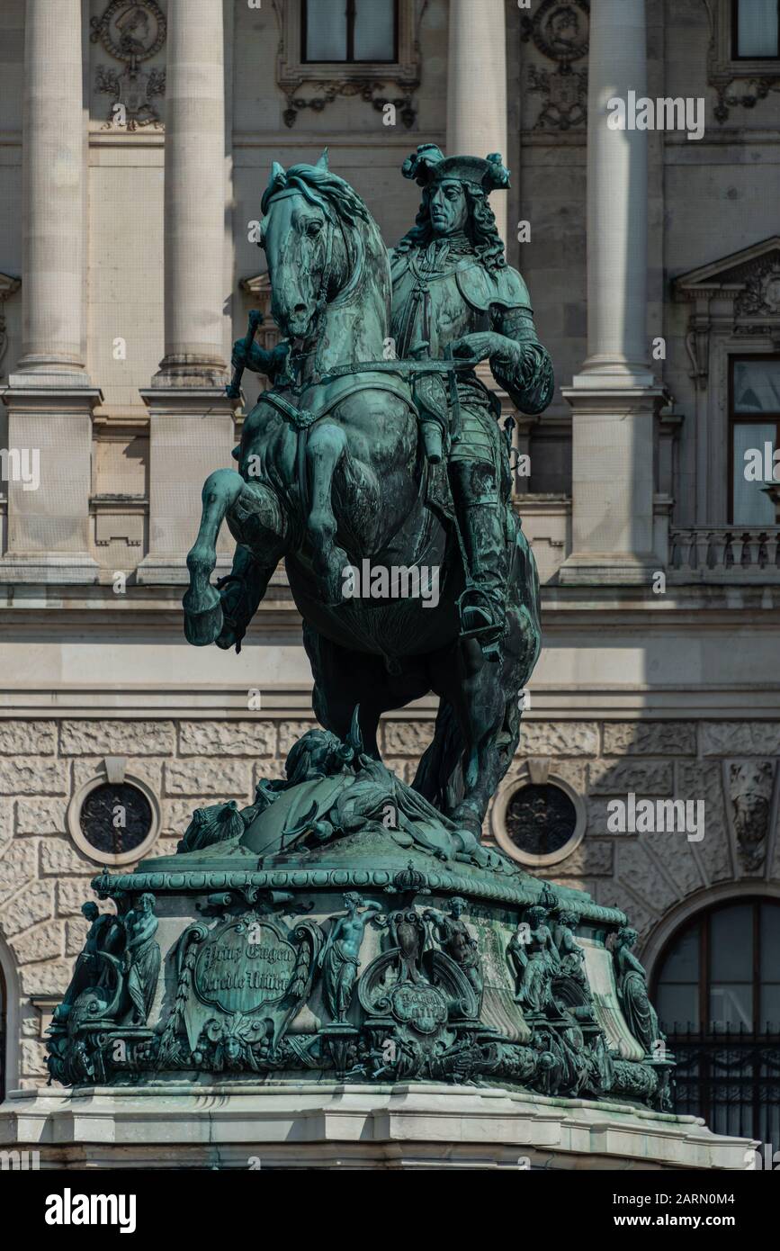 Monumento del Principe Eugenio di Savoia a Vienna Austria Foto Stock