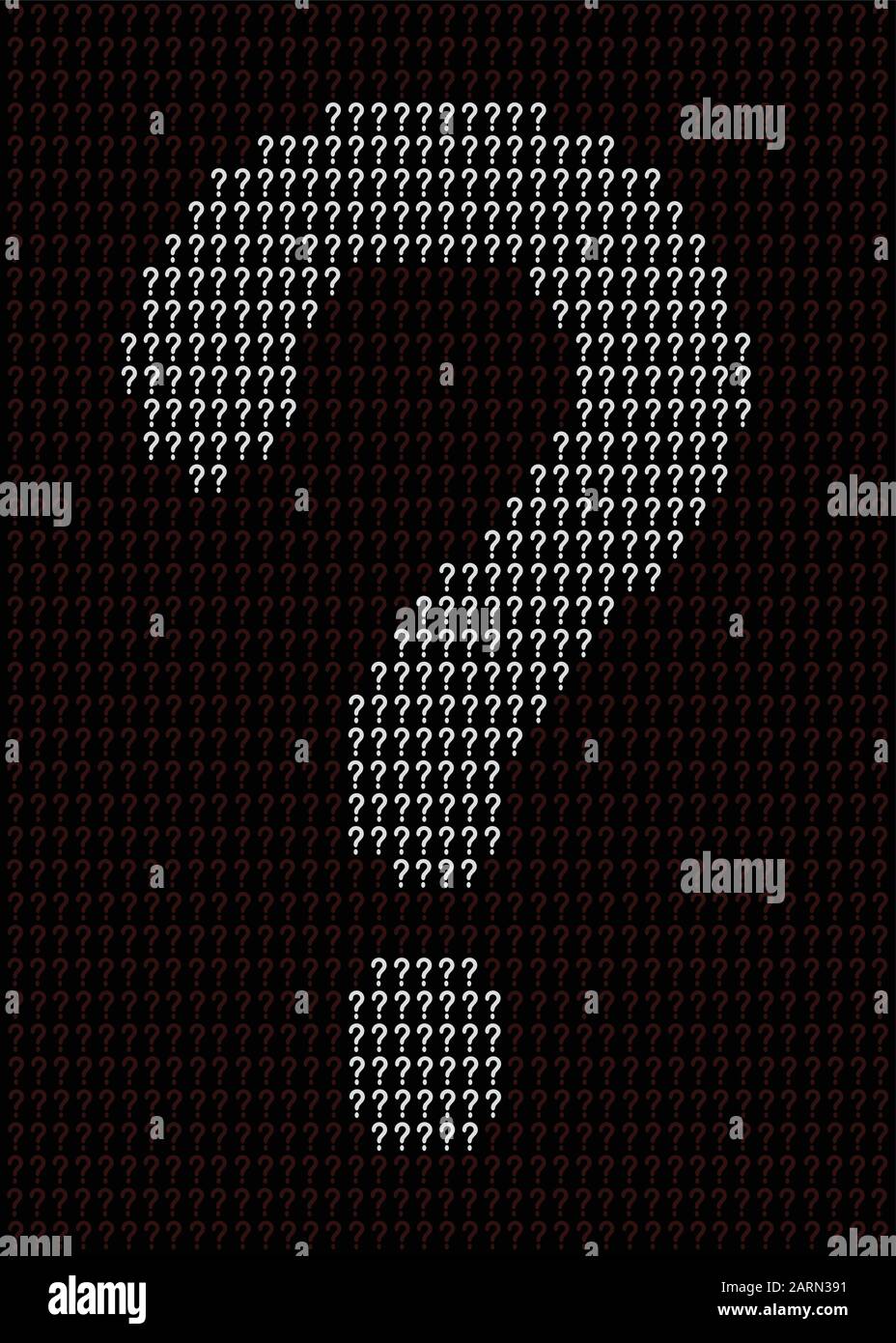 Un grande punto interrogativo composto da più piccoli come sfondo Illustrazione Vettoriale