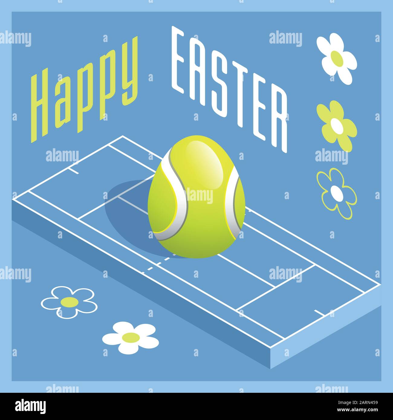 Buona Pasqua. Biglietto d'auguri con uovo di Pasqua 3D come una palla da  tennis e campo da tennis isometrico. Illustrazione del vettore Immagine e  Vettoriale - Alamy