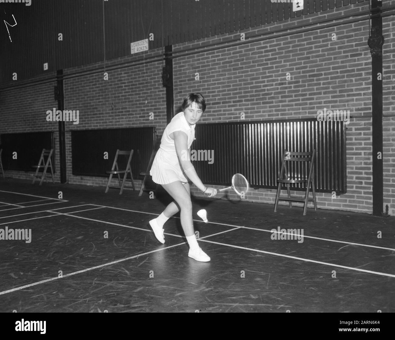Campionati Internazionali Di Badminton A Haarlem, Angela Bairstow (Inghilterra) Data: 14 Febbraio 1965 Luogo: Gran Bretagna, Haarlem Parole Chiave: Badminton, Campionati Foto Stock