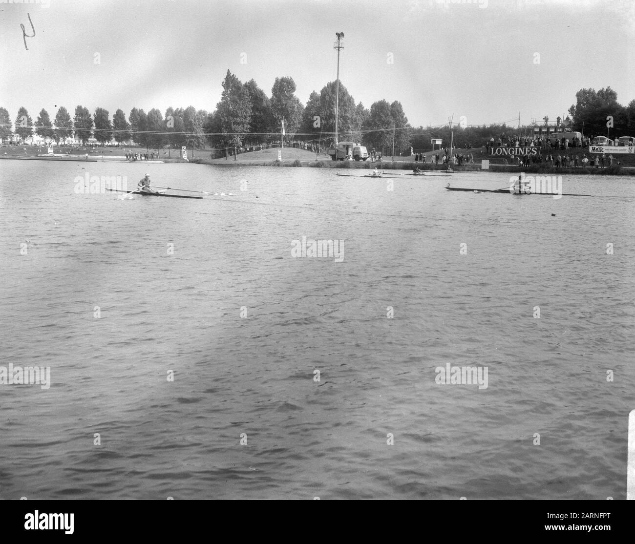 European Women's Rowing Championships 1966 al Bosbaan di Amsterdam termina skif Data: 27 agosto 1966 luogo: Amsterdam, Noord-Holland Parole Chiave: Fine, campionati, canottaggio Foto Stock