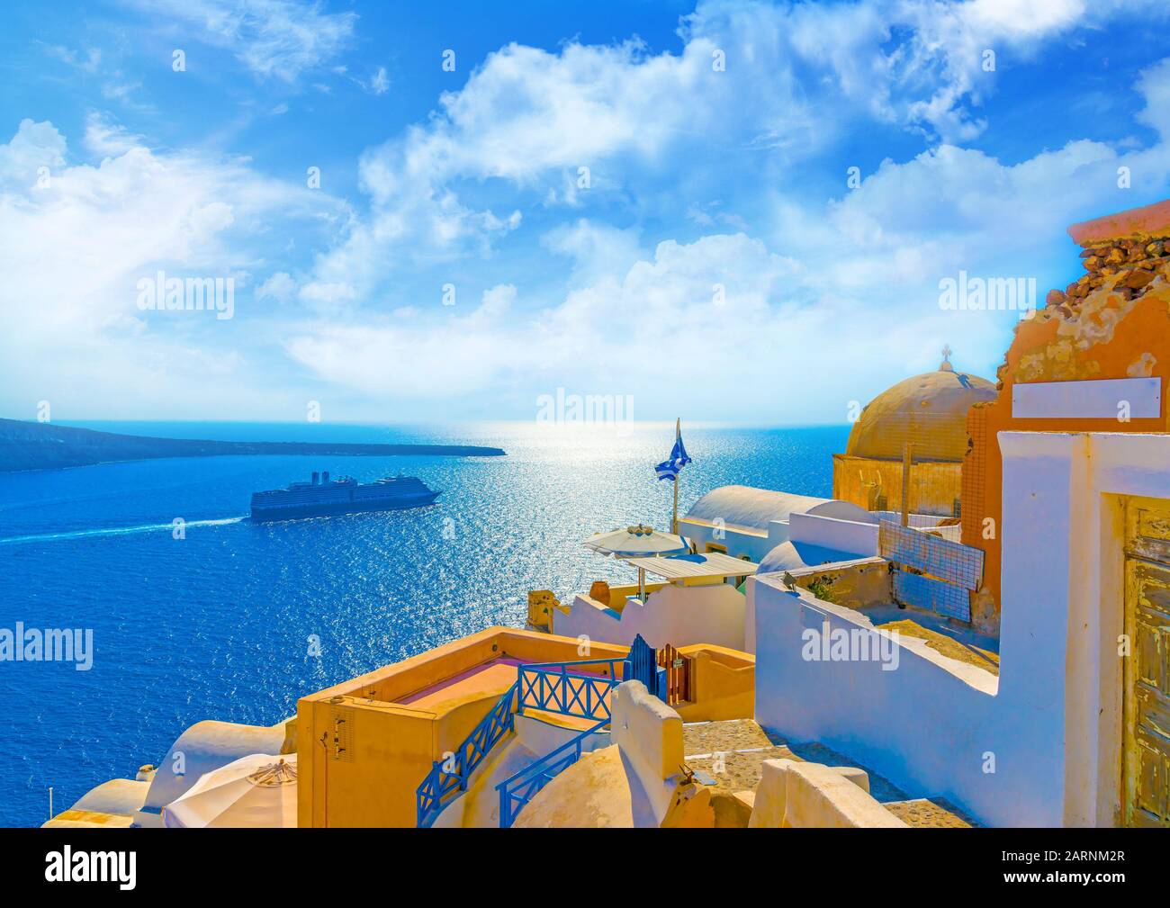 Giornata Estiva A Santorini, Grecia Foto Stock
