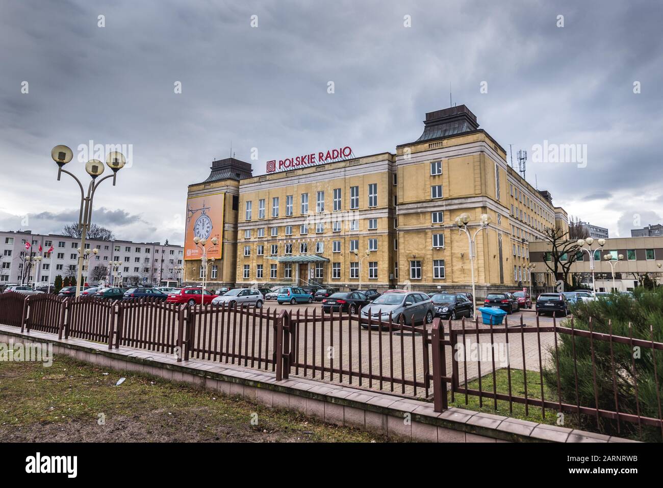 Sede della Polskie radio (Polish radio), ente nazionale di radiodiffusione finanziato dallo Stato a Varsavia, Polonia Foto Stock