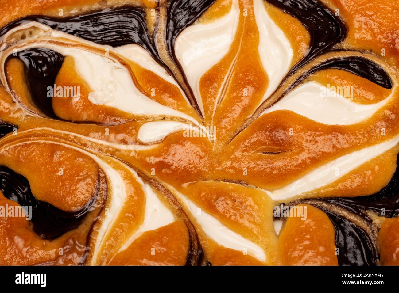 Pan di Spagna con crema di cioccolato primo piano Foto Stock