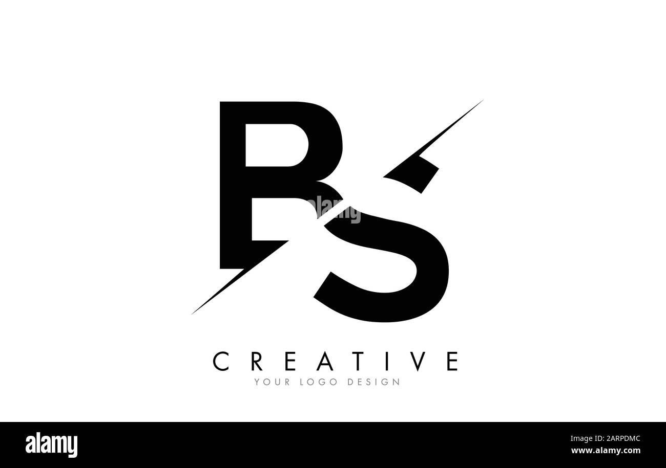 BS B S Letter Logo Design con taglio creativo. Design creativo del logo. Illustrazione Vettoriale