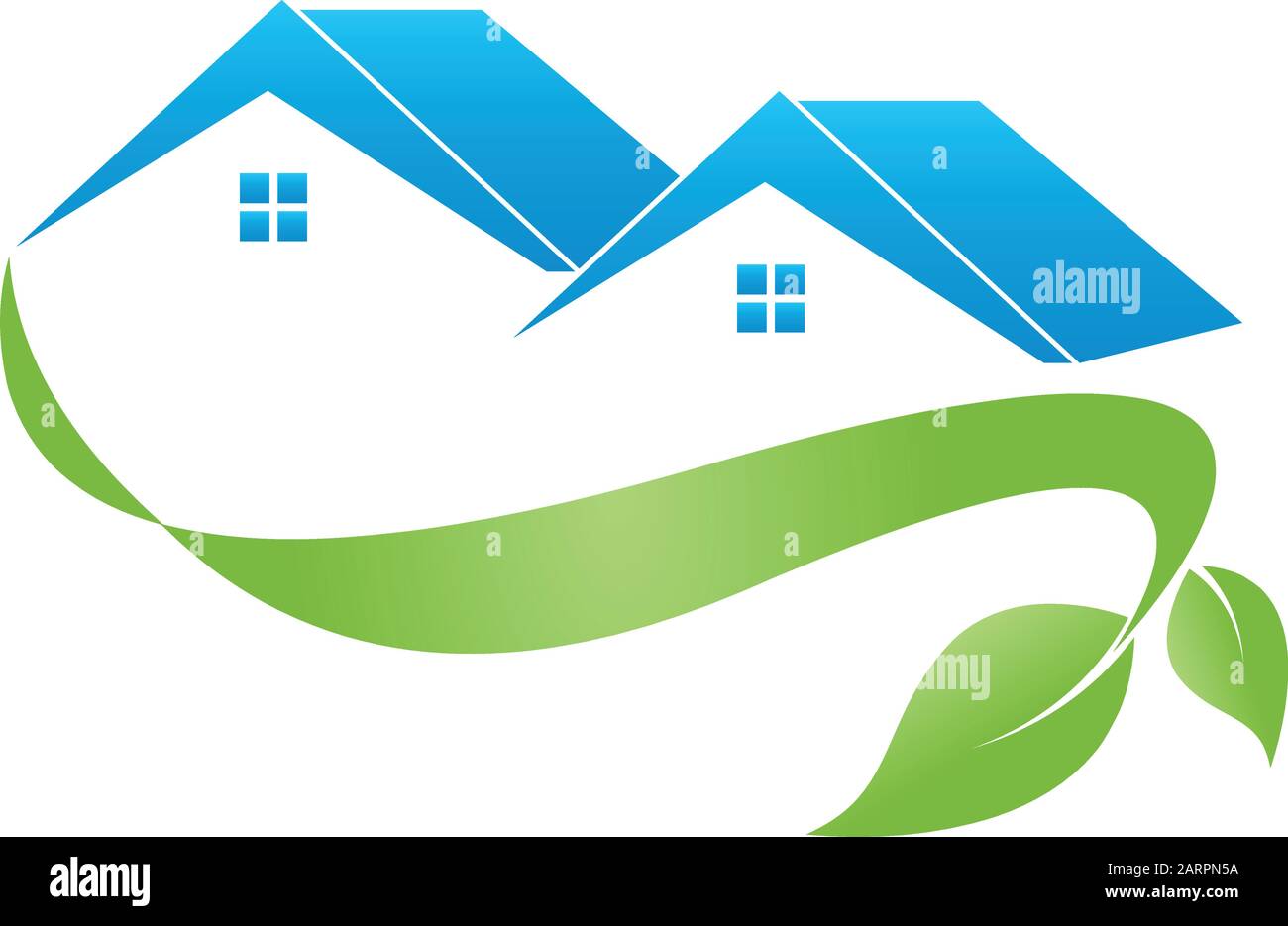 Case, tetti, foglie, eco-house, logo Illustrazione Vettoriale
