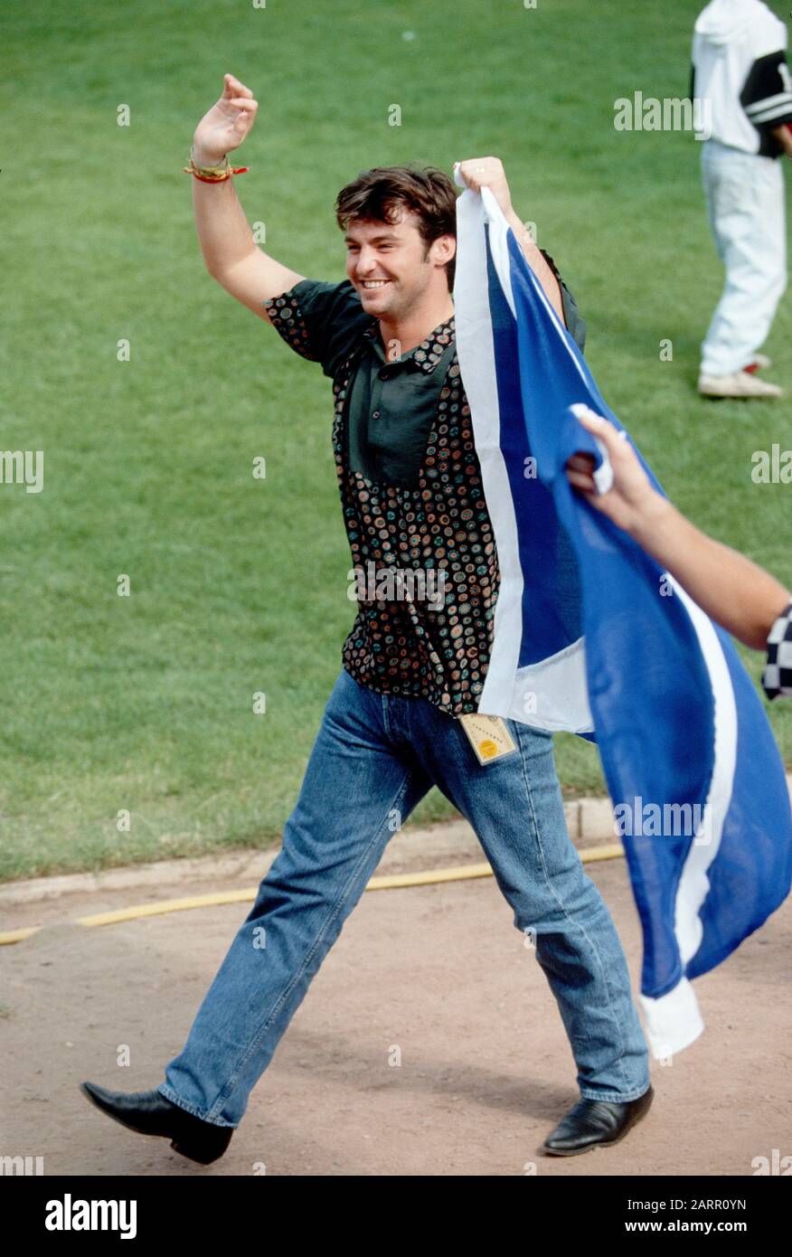 Marti pastow alle Olimpiadi speciali europee, Hampden Park, Glasgow, Scozia 1990 Foto Stock