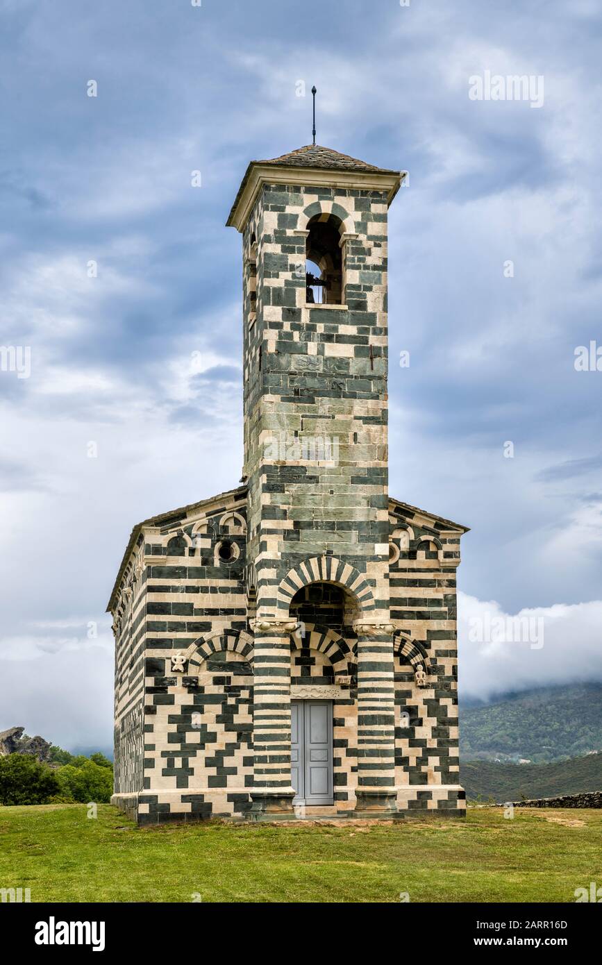 La Chiesa di San Michele, 1280, in stile romanico-pisano, in Murato, Il Nebbio regione, Haute-Corse reparto, Corsica, Francia Foto Stock