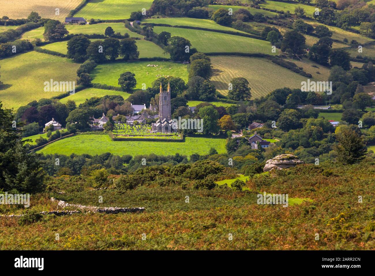 Widecombe-in-the-Moor nel cuore del Parco Nazionale di Dartmoor nel Devon. Foto Stock