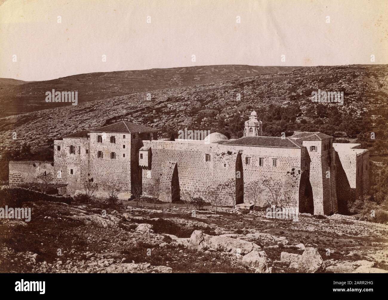 Veduta del monastero e della chiesa della Santa Croce, Gerusalemme, Palestina 1890s Foto Stock