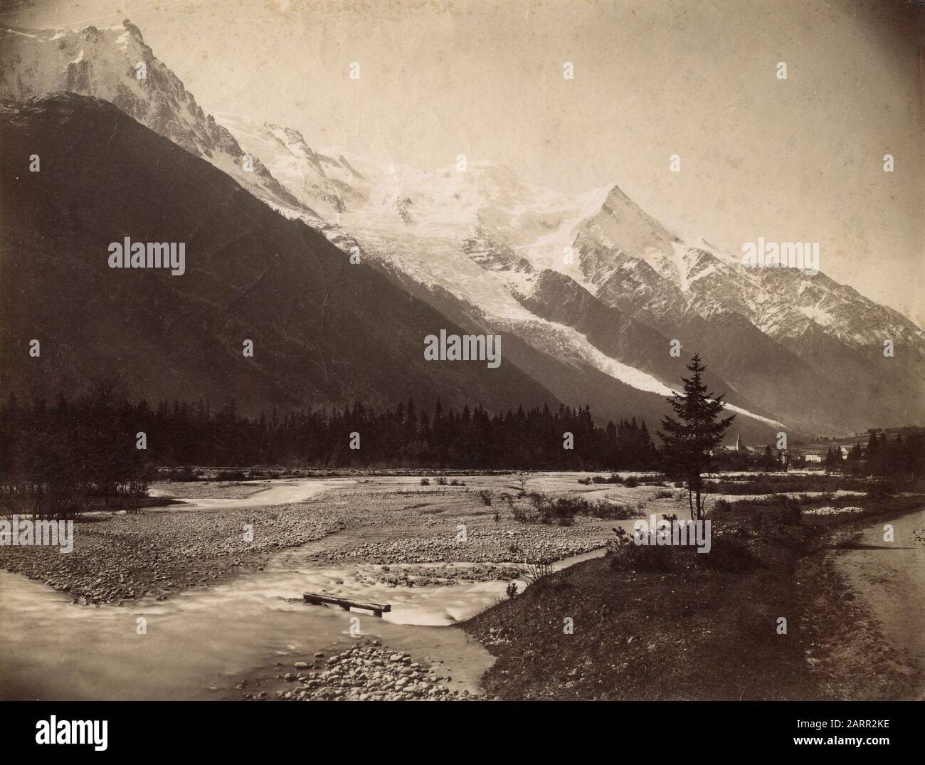 Vista del Monte Bianco, Chamonix, Italia 1890s Foto Stock