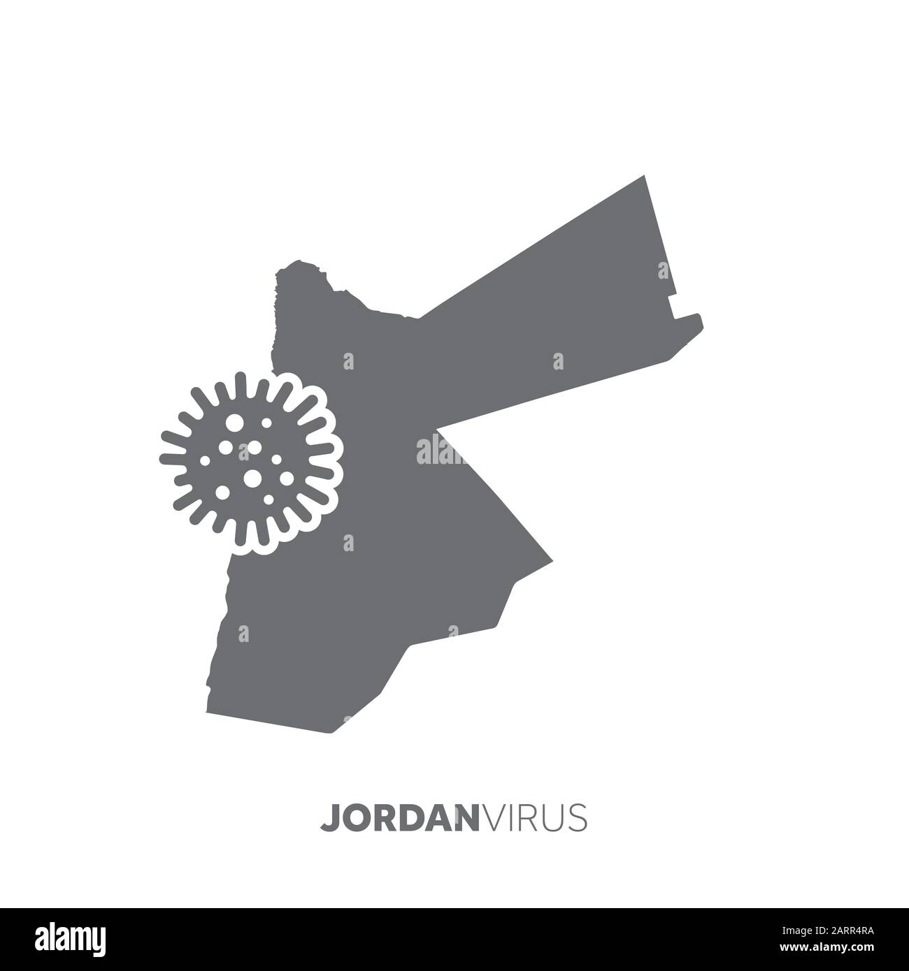 Mappa Jordan con un virus microbo. Malattia e focolaio di malattia Illustrazione Vettoriale