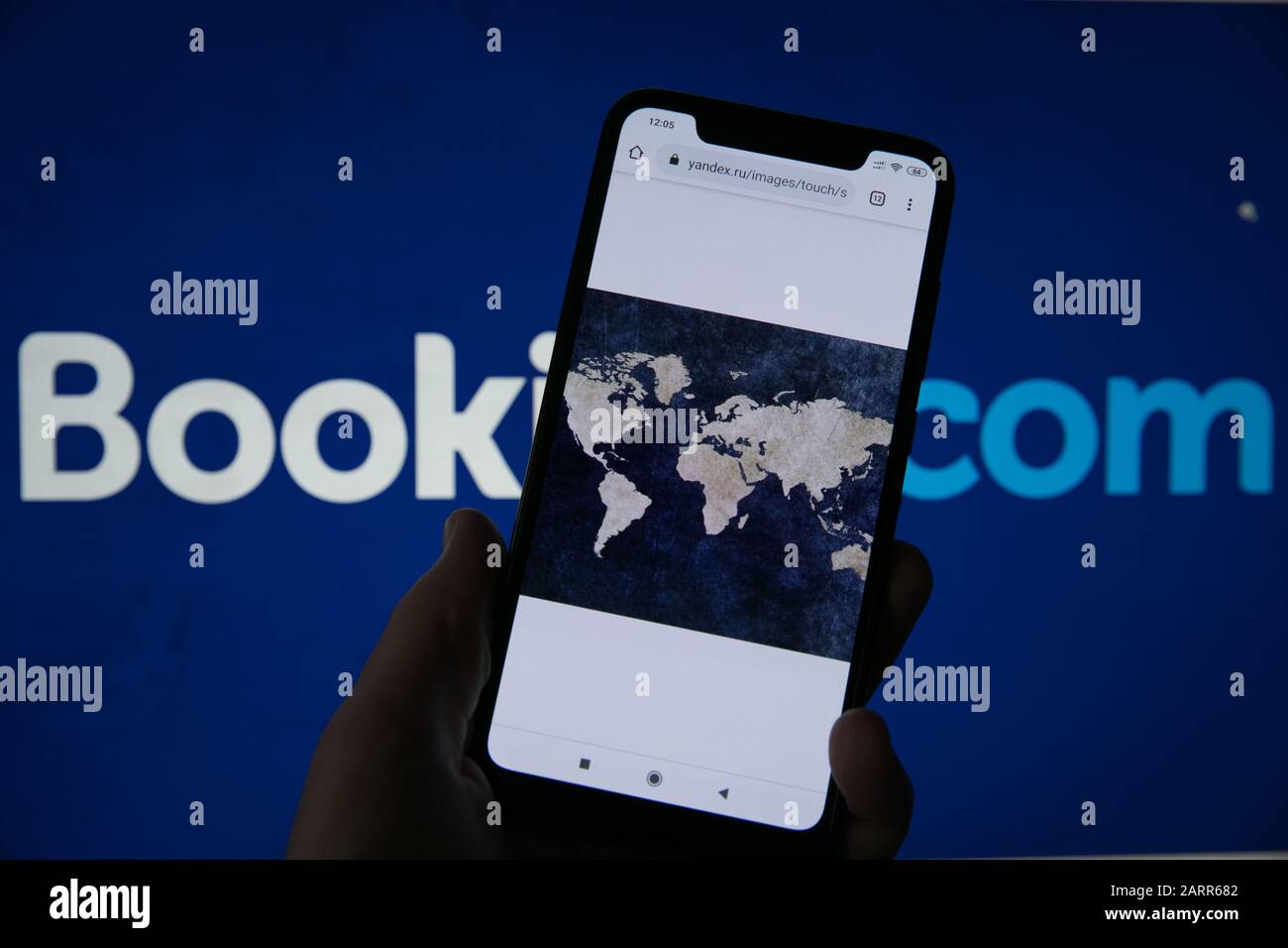Motore di viaggio Booking.com per prenotazioni di alloggio. Foto Stock