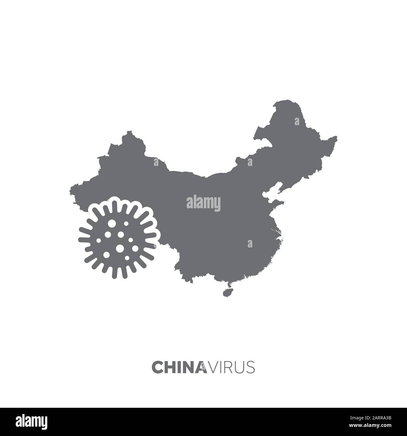 Cina mappa con un virus microbo. Malattia e focolaio di malattia Illustrazione Vettoriale