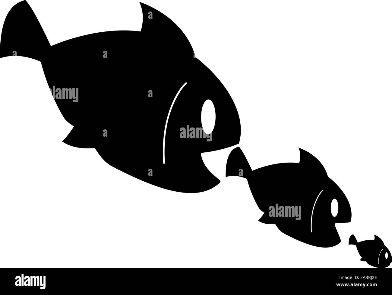 Illustrazione di concetto che mostra pesce più piccolo che è mangiato da pesce più grande Illustrazione Vettoriale