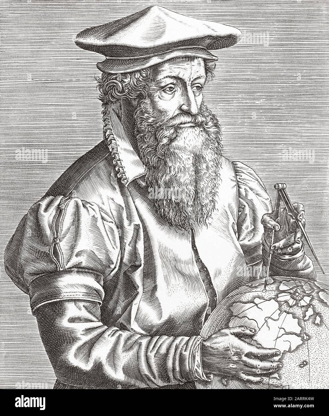 Gerardus Mercator, 1512 – 1594. geografo, cosmografo e cartografo del 16th secolo. Foto Stock