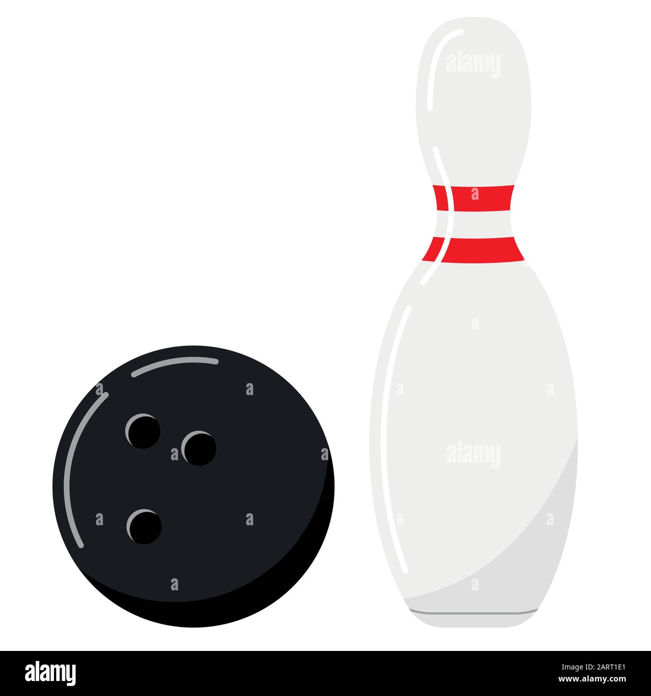 Palla da bowling e pin vettore icona set isolato su sfondo bianco. Illustrazione Vettoriale