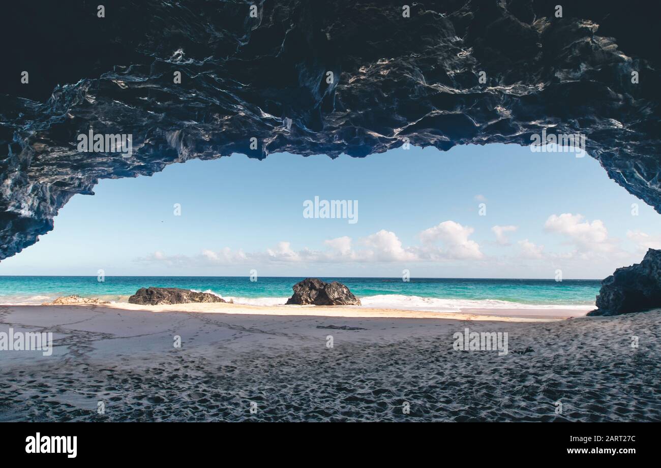 Grotta Hanakapiai Spiaggia Kauai Foto Stock