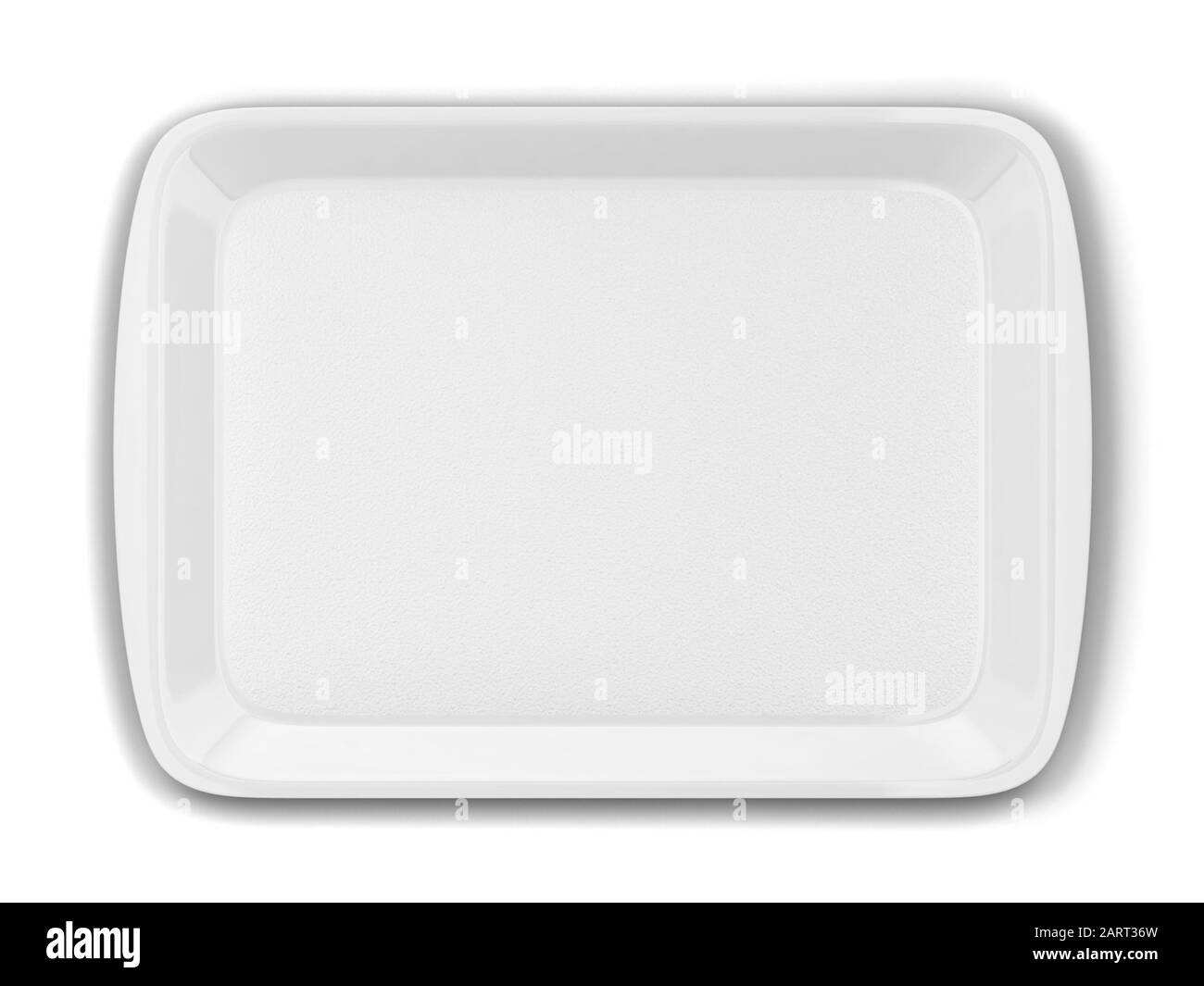 Vassoio in plastica vuoto per alimenti. illustrazione 3d isolata su sfondo bianco Foto Stock