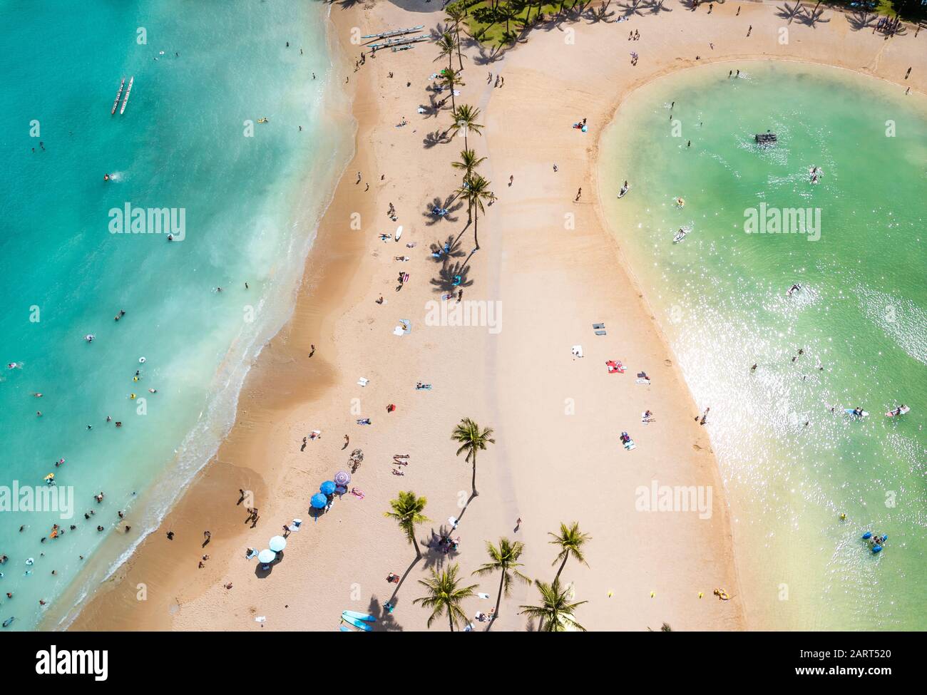 Spiaggia di Waikiki dall'alto Foto Stock