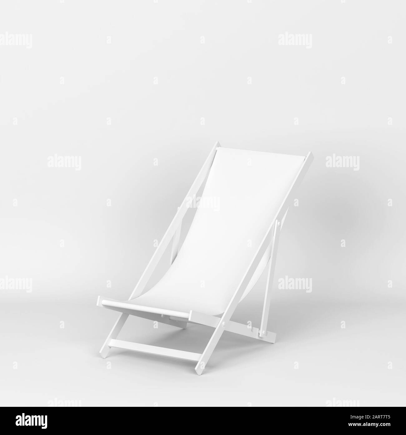 Sdraio singola per il relax in spiaggia. illustrazione 3d su sfondo bianco Foto Stock