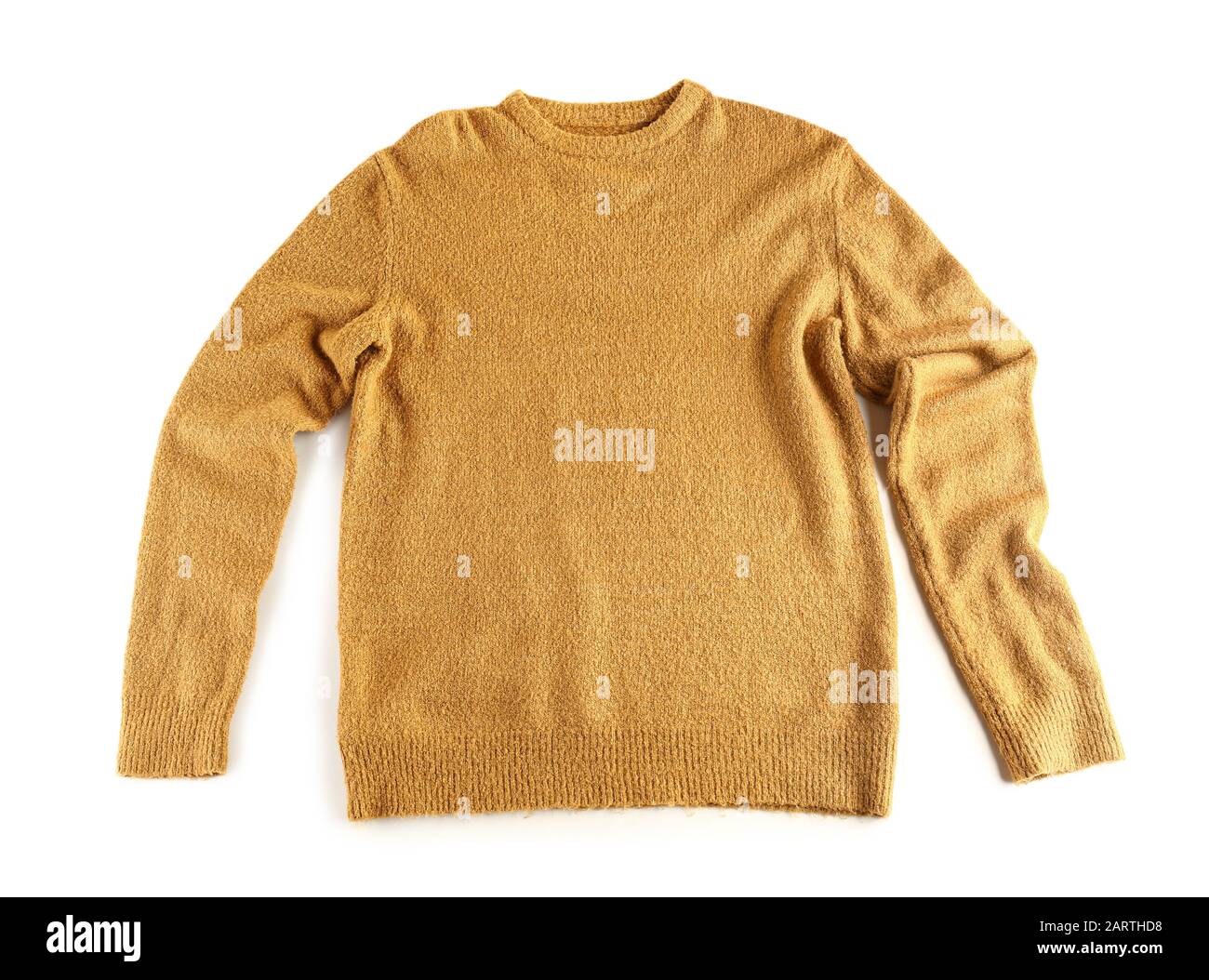 Maglione lavorato a maglia su sfondo bianco Foto Stock