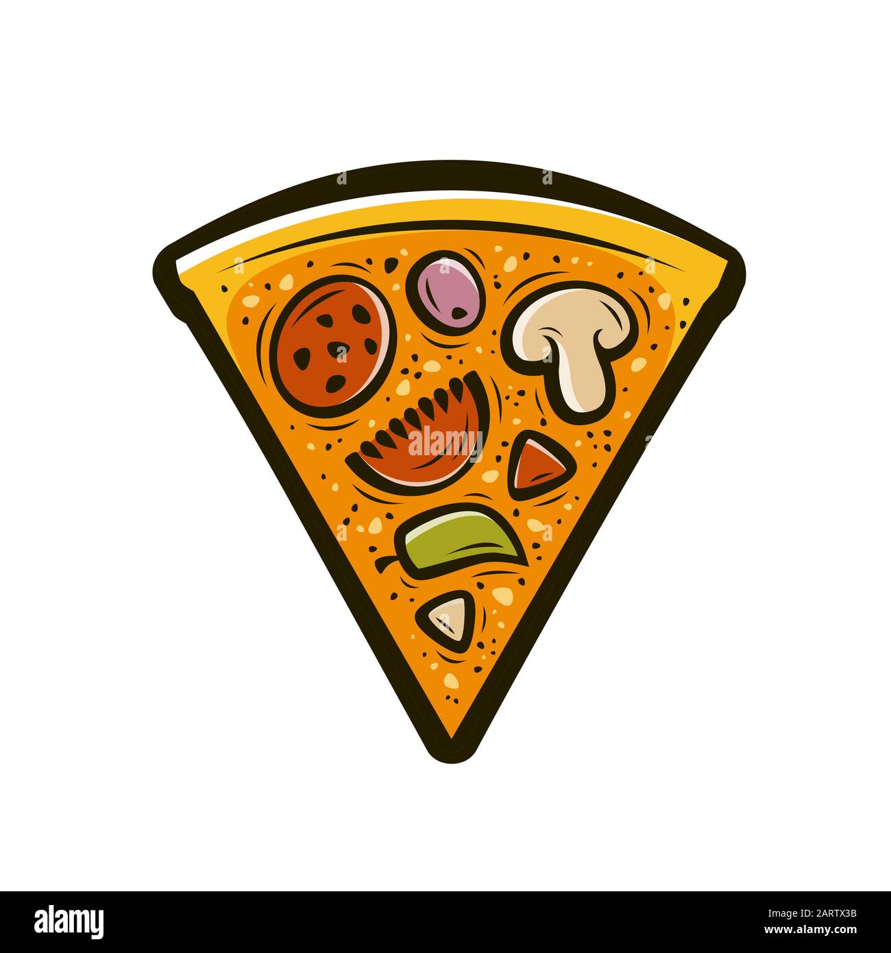 Fetta di pizza. Illustrazione vettoriale del simbolo del cibo Illustrazione Vettoriale
