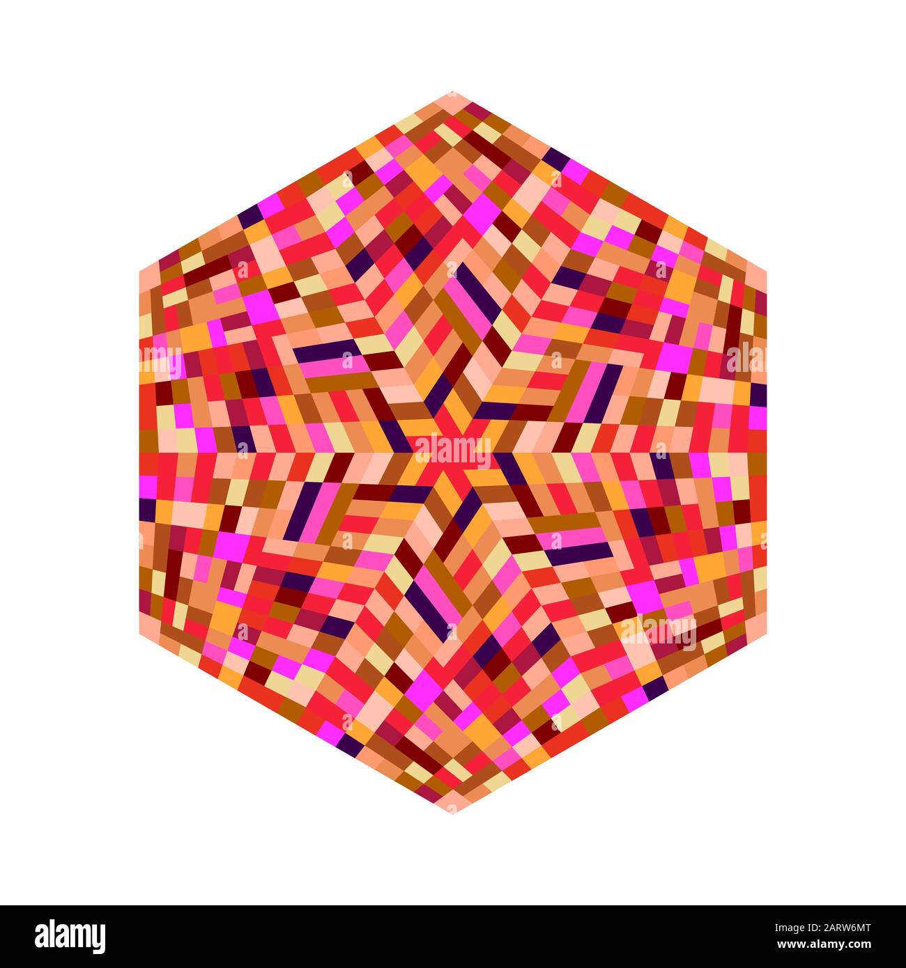 Astratto geometrico mosaico ornamento esagono poligono - colorato vettore esagonale elemento di disegno su sfondo bianco Illustrazione Vettoriale