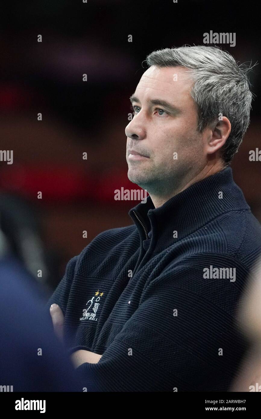 Perugia, Italy, 29 Jan 2020, hubert henno (coach tours vb) durante Sir Sicoma Monini Perugia vs Tours VB - Volleybal Champions League Men Championship - Credit: LPS/Loris Cerquiglini/Alamy Live News Foto Stock