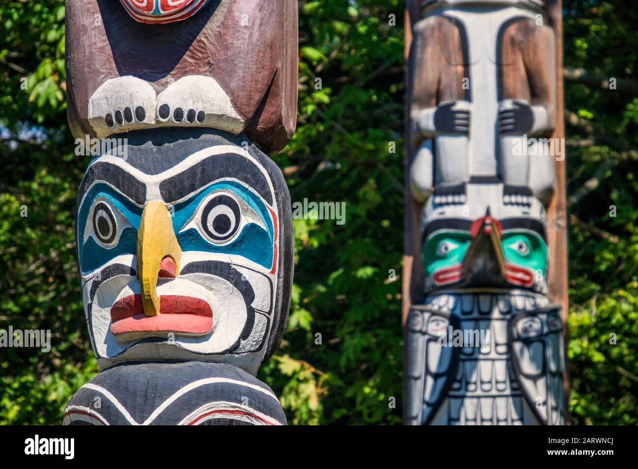 Totem, Stanley Park, Vancouver, British Columbia, Canada Foto Stock