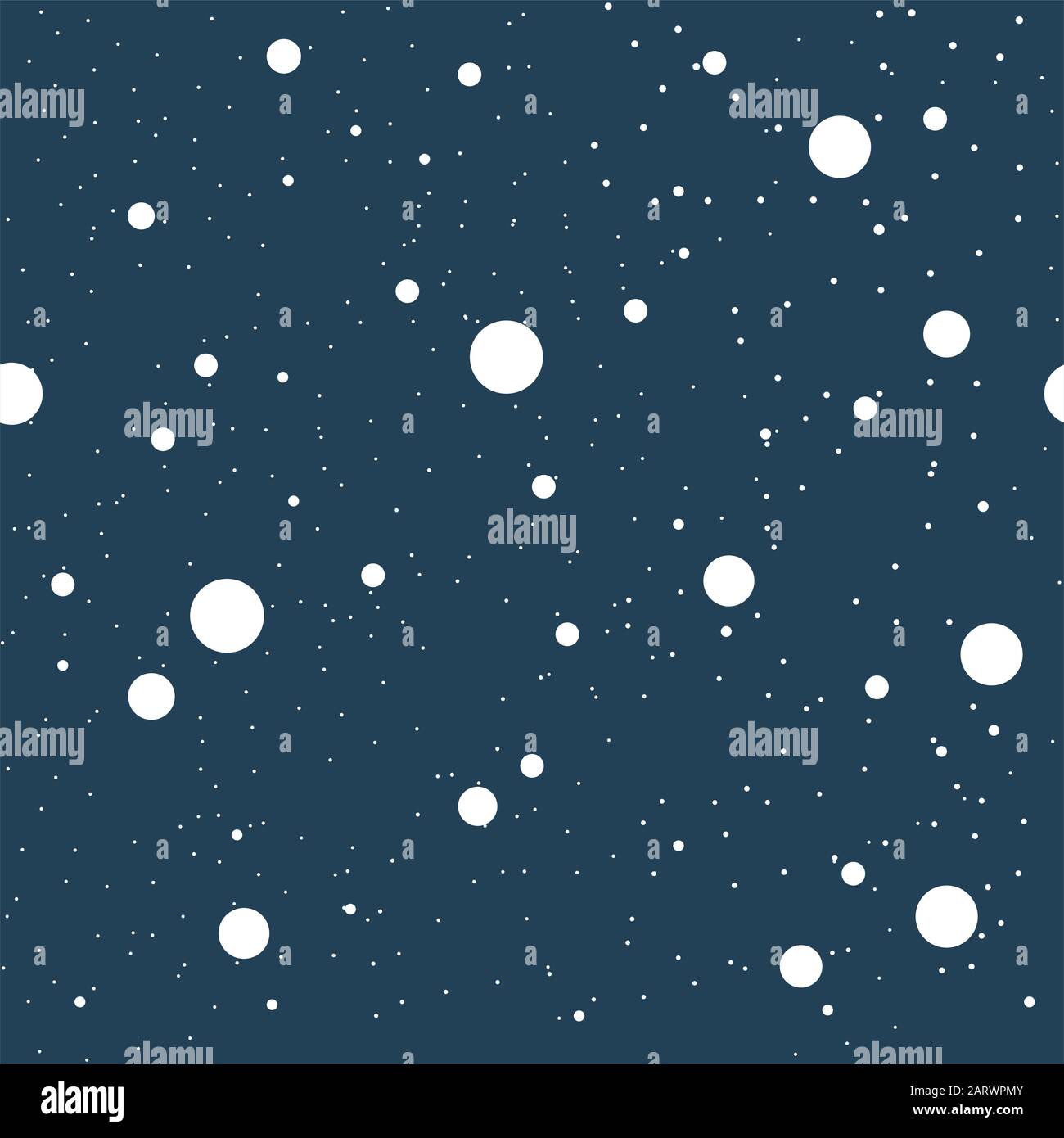Pattern senza cuciture con cerchi e punti di varie dimensioni in modo caotico. Forme rotonde di diametro diverso disposte casualmente su sfondo continuo. Illustrazione Vettoriale