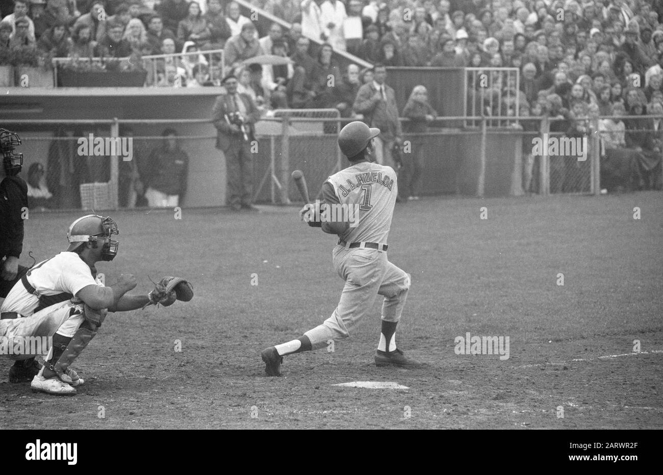 International Baseball Week a Haarlem Team Cuba contro i Sullivans (USA) 9-5, Game Moment Data: 1 luglio 1972 Ubicazione: Haarlem, Noord-Holland Foto Stock