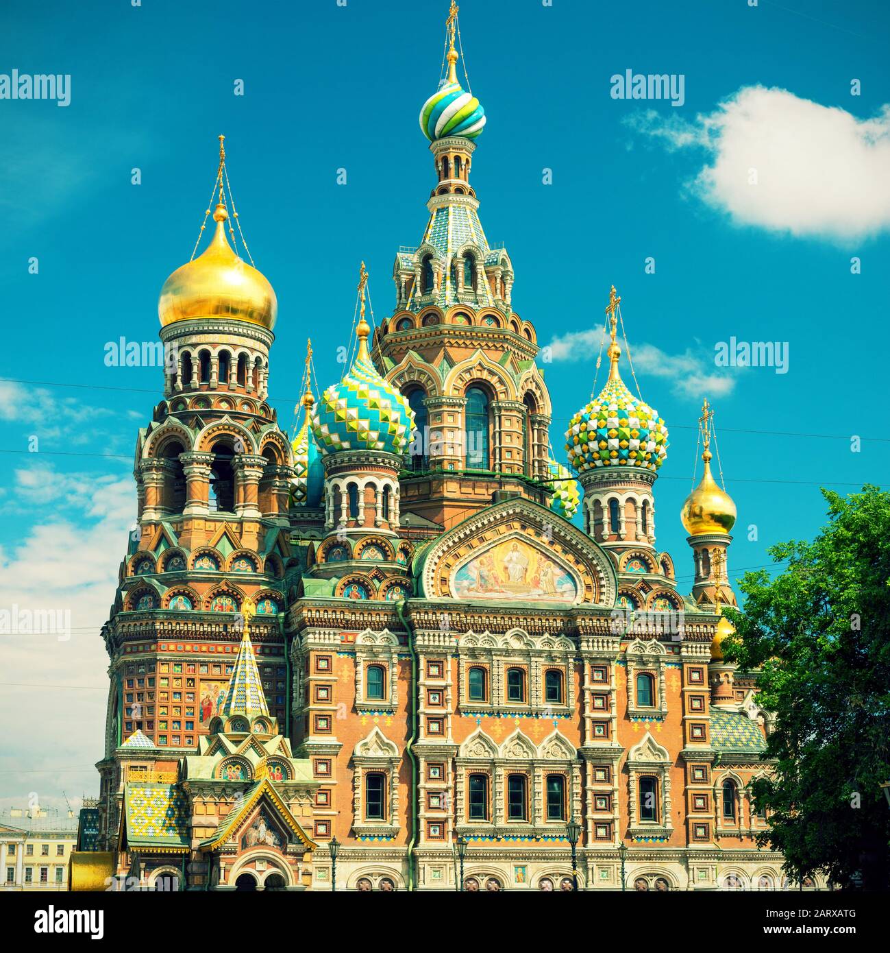 Chiesa del Salvatore sul sangue versato (Cattedrale della Resurrezione di Cristo) a San Pietroburgo, Russia. Vintage Foto. Foto Stock
