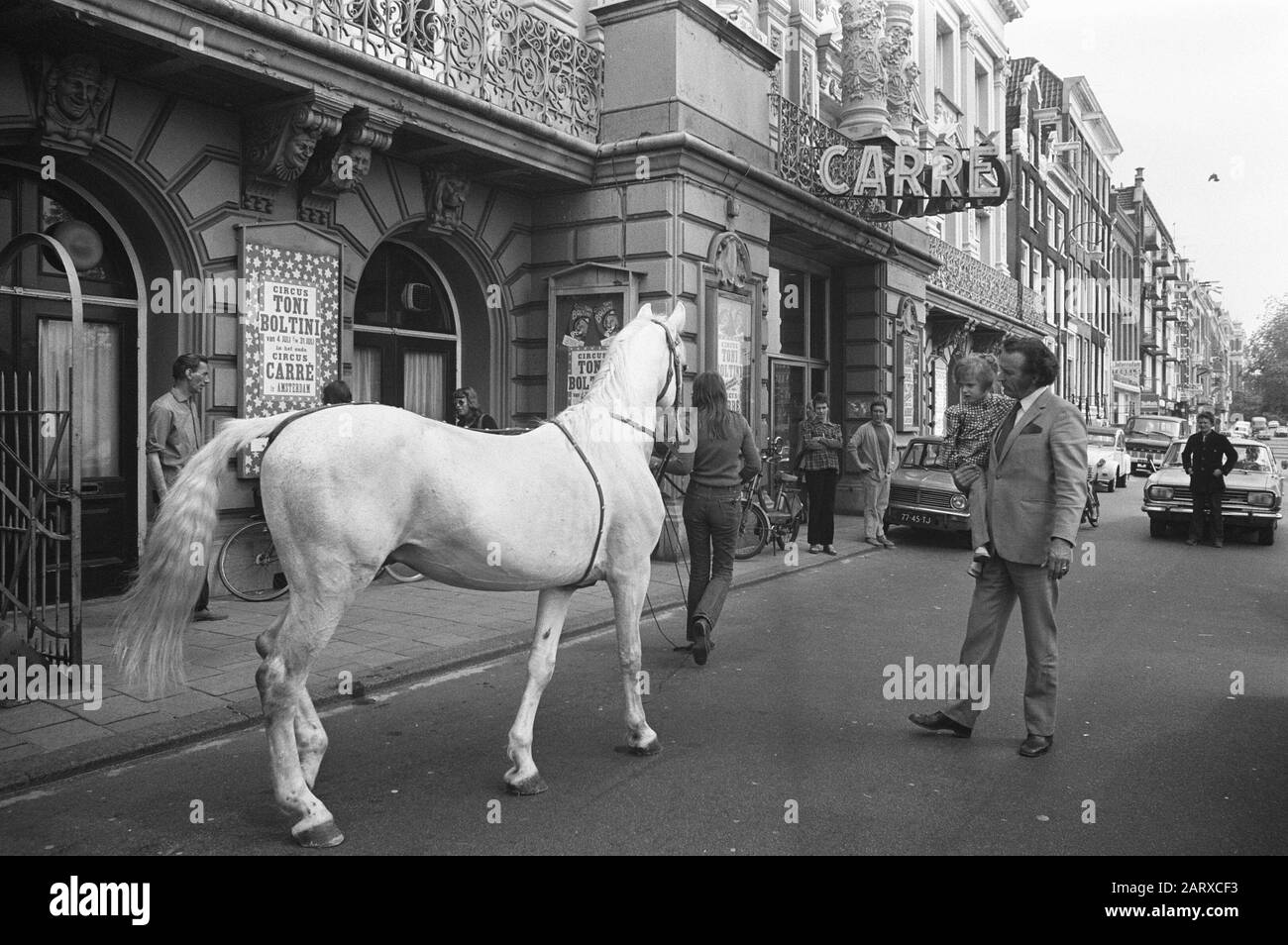 Circo toni Boltini a Carre ad Amsterdam toni Boltini con cavallo circense per teatro Carré Data: 4 luglio 1972 luogo: Amsterdam, Noord-Holland Parole Chiave: Circhi, cavalli, dressage, teatri Nome personale: Boltini, toni Nome istituzione: Carré Foto Stock