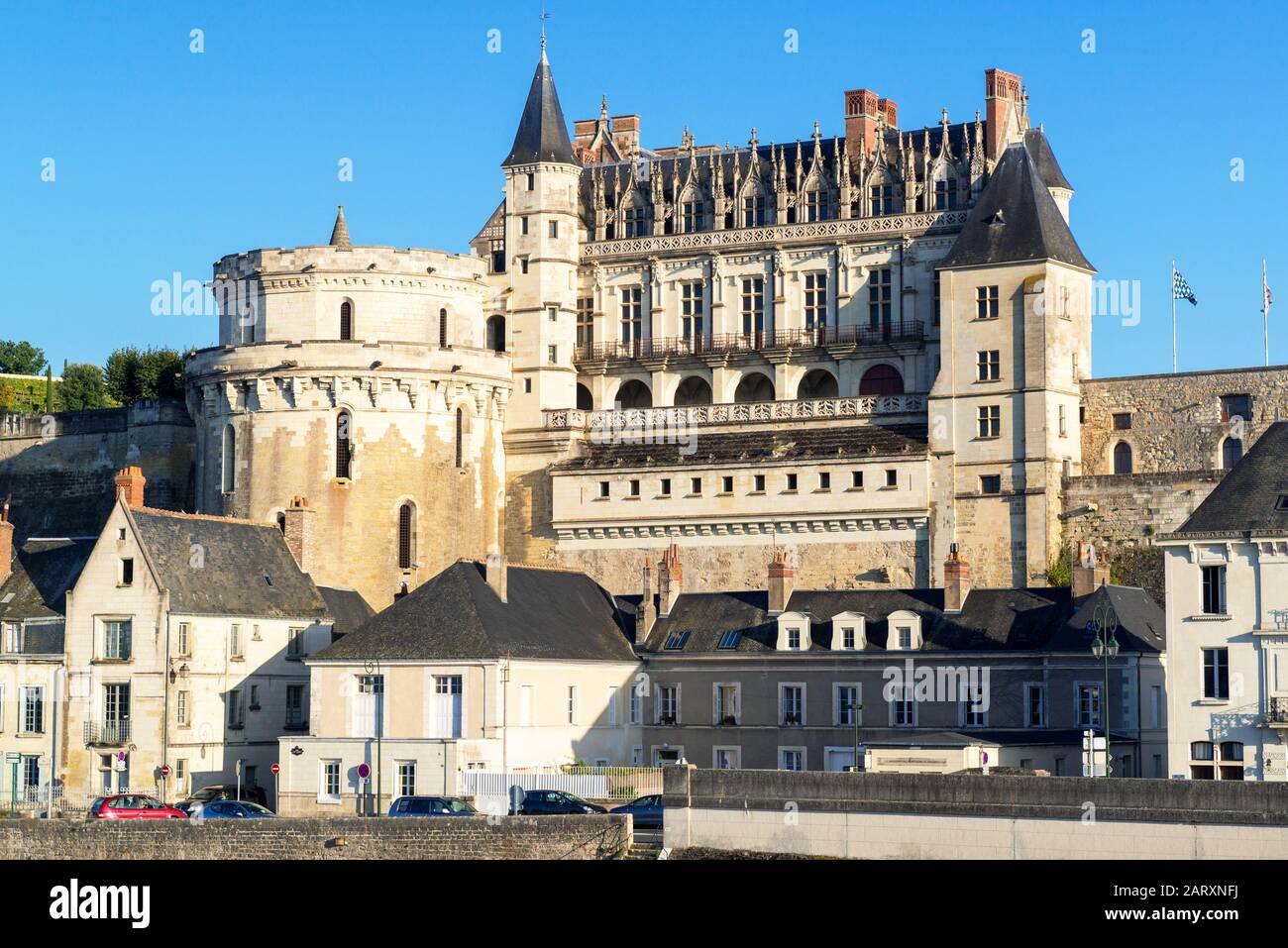 Chateau D`Amboise, Francia. Questo castello reale si trova ad Amboise, nella Valle della Loira, è stato costruito nel 15th secolo ed è un'attrazione turistica. Foto Stock