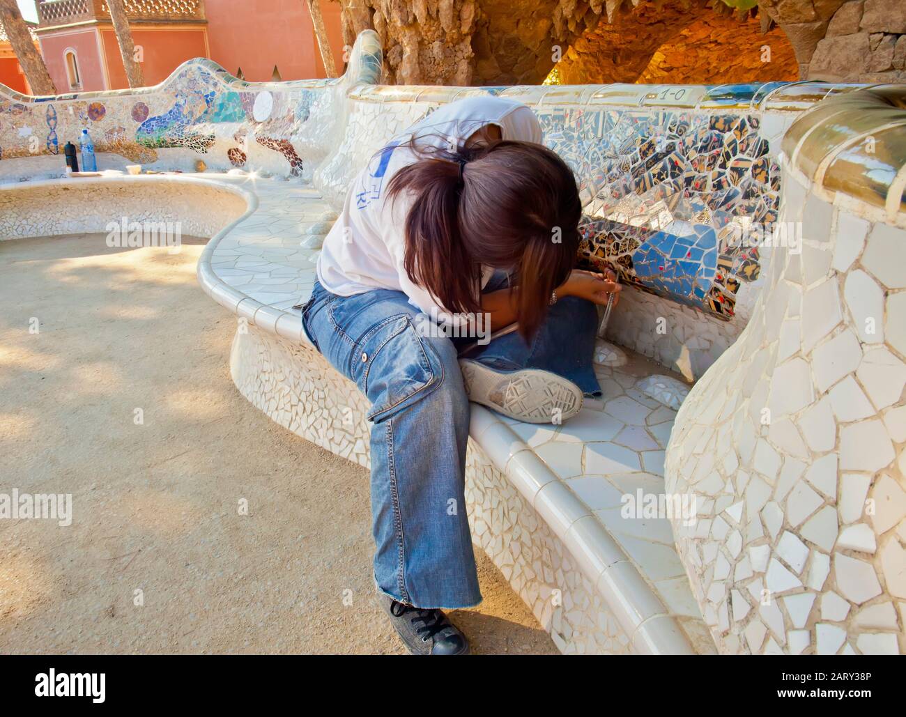 Lavori di restauro a Parque Guell, Barcellona, Spagna Foto Stock