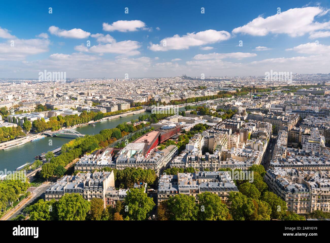 Vista di Parigi dalla Torre Eiffel, Francia Foto Stock