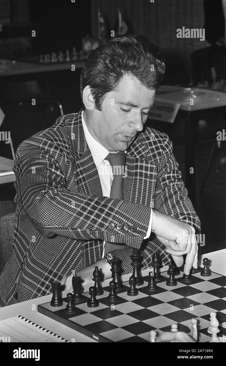 Torneo Di Scacchi Ibm Primo Round, Boris Spasski Data: 17 Luglio 1973 Luogo: Amsterdam, Noord-Holland Parole Chiave: Ritratti, Scacchi, Sport Nome Utente: Spassky, Boris Foto Stock